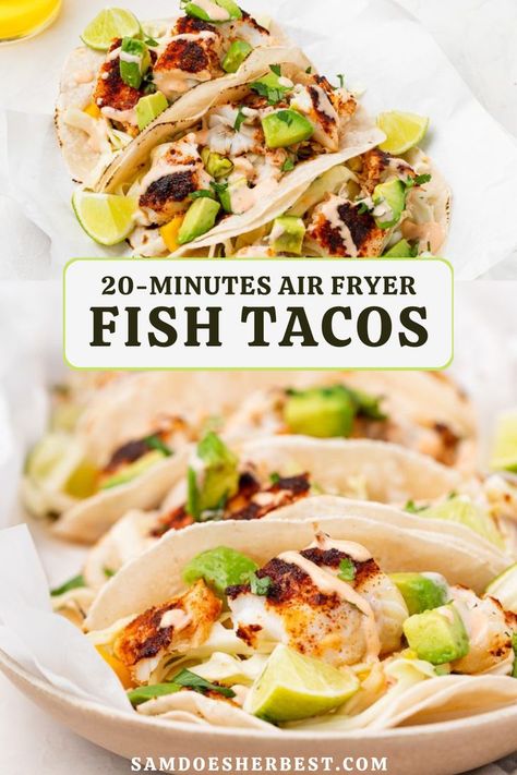 Air Fryer Mahi Mahi Tacos, Air Fryer Fish Tacos, Jalapeño Salsa, Healthy Fish Tacos, Air Fryer Fish Recipes, Gluten Free Fish, Clean Meal Prep, Air Fryer Fish, Easy Summer Dinners