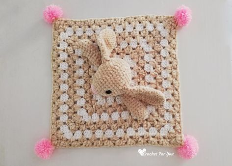 Crochet Velvet Bunny Lovey Free Pattern - Crochet For You Velvet Yarn Granny Square, Lovey Free Pattern, Crochet For Baby, Velvet Bunny, Bunny Lovey, Lovey Pattern, Crocheted Toys, Crocheted Blanket, Velvet Yarn