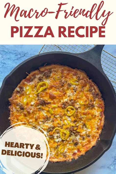 This delicious high protein pizza recipe is the perfect Friday night meal for those needing weight loss meals or meals for muscle building! Macro friendly dinner recipes like this pizza make healthy eating so much easier. Macro Friendly Pizza is a lifesaver! Macro Friendly Dinner Recipes, Macro Friendly Pizza, Macro Friendly Dinner, High Protein Pizza, Pizza From Scratch, Fast Healthy Dinner, Quick Meals To Make, Protein Pizza, Healthy Pizza Recipes