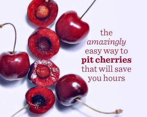 The Amazingly Easy Way to Pit Cherries that Will Save You Hours | Women's Health Magazine Healthy Fettuccine Alfredo, How To Pit Cherries, Cherry Recipes, Sweet Cherries, Easy Soup Recipes, Summer Fruit, Baking Tips, Fruits And Veggies, Save You