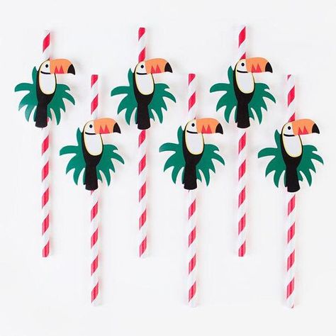 Love these Toucan straws! - See More Toucan Party Ideas at B. Lovely Events Tropical Birthday Party, Tropical Party Decorations, Cactus Party, Tropical Birthday, Party Straws, Jungle Party, Tropical Party, Tropical Theme, Dinosaur Party