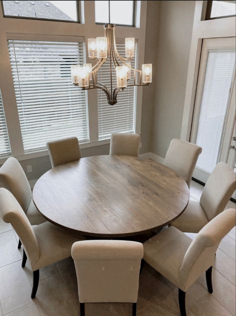 Looking for a large, round table, we gotchu 😎 Round Table Dining Room, Round Table Dining, Modern Cottage Style, Round Dining Room Table, Knotty Alder, Different Types Of Wood, Modern Cottage, Dark Walnut, Round Table