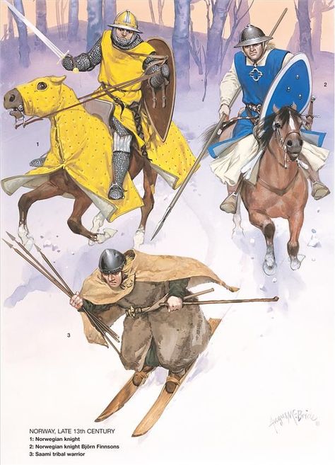 Norwegian knights chase an enemy Military Illustration, Warriors Illustration, Century Armor, Historical Warriors, High Middle Ages, Heroic Fantasy, Historical Armor, Ancient Warfare, On Horseback