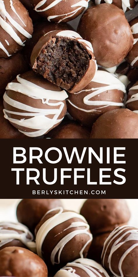 These rich and creamy Brownie Truffles are made with your favorite brownie mix or homemade brownie recipe then mixed with cream cheese and peanut butter. Cover them in rich chocolate to make the perfect sweet treat that the whole family will love! Cream Cheese And Peanut Butter, Homemade Brownie Recipe, Brownie Balls, Brownie Vegan, Homemade Brownie, Brownie Truffles, Dessert Truffles, Candy Recipes Homemade, Truffle Recipe