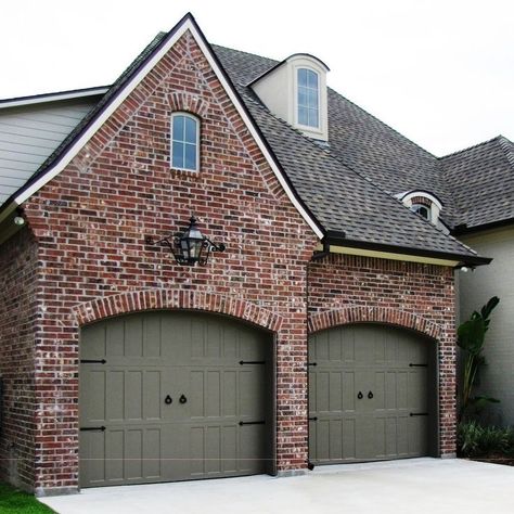 Brick House Colors, Red Brick House Exterior, Red Brick Exteriors, Garage Door Colors, Exterior House Paint Color Combinations, Red Brick House, Brick Exterior House, Exterior Paint Colors For House, Exterior Makeover