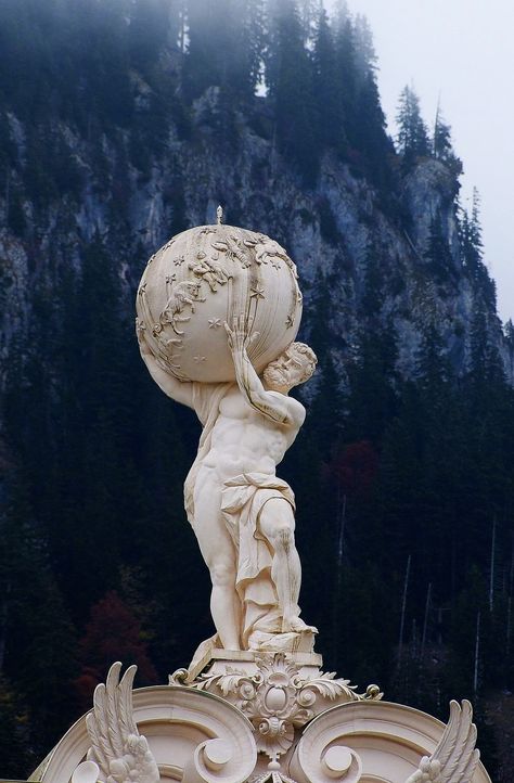 Atlas Statue Wallpaper, Statue Holding Globe, Atlas Aesthetic Greek, Atlas Mythology, Atlas Drawing, Atlas Painting, Atlas Tattoo Design, Atlas Greek Mythology, Atlas Quotes