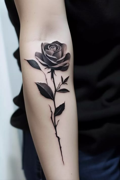 Black Rose Symbolism, Rose Tattoo Color, Black Rose Tattoo Meaning, Dark Roses Tattoo, Floral Back Tattoos, Rose Tattoo Meaning, Rose Tattoo On Arm, Cuff Tattoo, Rose Tattoos For Women