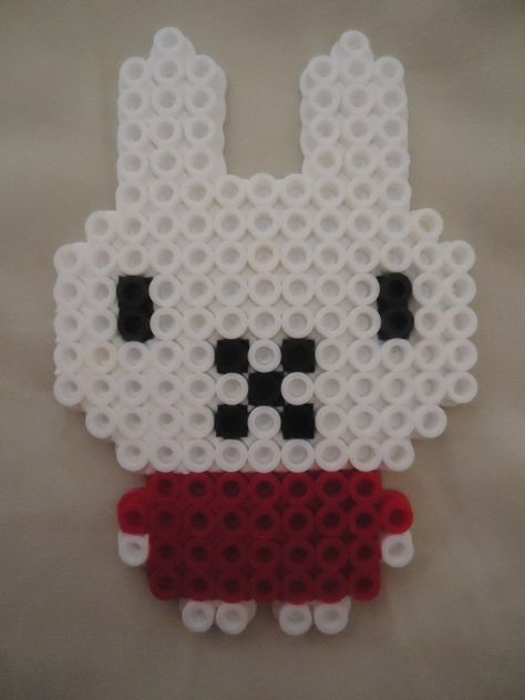 Miffy The Bunny perler beads by PerlerHime Miffy Perler Beads, Miffy The Bunny, Bunny With Headphones, Rilakkuma Perler Bead Pattern, My Melody Pearl Beads, Perler Bead Rabbit, Hamtaro Perler Beads, Miffy Bunny, Hama Beads Design