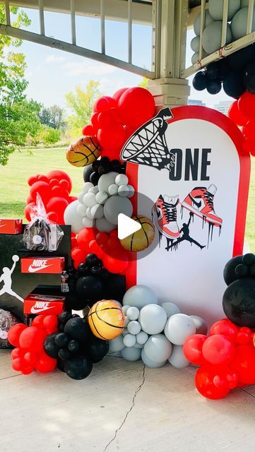 Jordan 1 Birthday Theme, Jordan Birthday Party Ideas, Jordan Birthday Party Ideas Decoration, Jordan Birthday, Boys First Birthday Party Ideas, Sports Decor, 1st Birthday Themes, Birthday Party Balloon, Birthday Party Planning