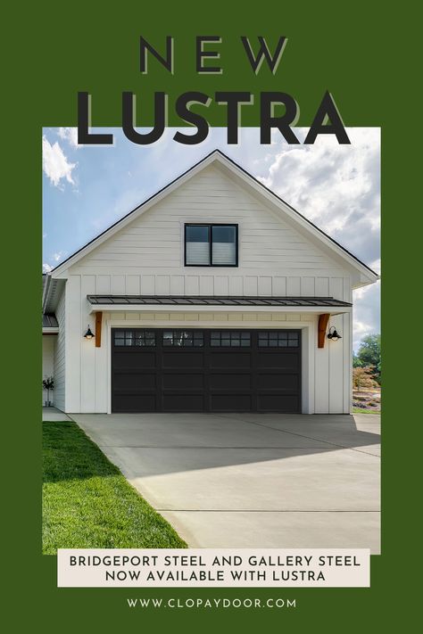 Garage Doors White House, Clopay Garage Doors Gallery, Modern Farmhouse Garage Doors, Eyebrow Pergola, Garage Door Kit, Black Garage Door, Garage Pics, Black Garage Doors, White Garage Doors