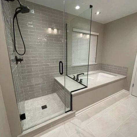 Walk In Shower Layout, Showers With Windows In Them, Shower Bathtub Combo, Bathtub Combo, Shower Layout, Shower Bath Combo, Master Bath Layout, Restroom Remodel, Bathtub Shower Combo