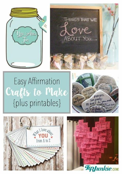 Easy Affirmation  Crafts to Make  {plus printables}-jpg Affirmation Display Ideas, Affirmation Crafts Ideas, Affirmation Art Projects, Affirmation Crafts, Affirmation Gifts, Craft Projects For Adults, Banner Diy, Scout Ideas, Parenting Ideas