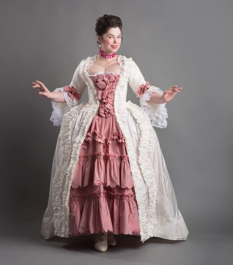 The American Duchess Guide: Behind the Scenes With The 1760s Sacque Gown {Video} ~ American Duchess 18th Century Gown, American Duchess, 18th Century Dress, Rococo Fashion, 18th Century Costume, Historical Clothes, Costume Sewing Patterns, Period Dress, Historical Dress