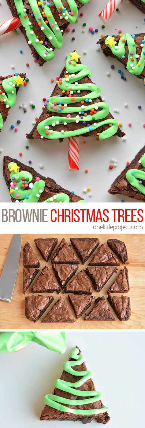 Tree Brownies, Christmas Treats To Make, Christmas Tree Brownies, Jul Mad, Christmas Brownies, Easy Christmas Treats, Christmas Festivities, Christmas Sweets, Simple Christmas Tree