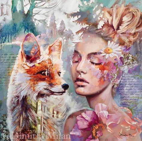 Dimitra Milan, Milan Art, Art Fox, Art Et Illustration, Fox Art, Abstract Portrait, Arte Animal, Contemporary Modern Art, Wassily Kandinsky