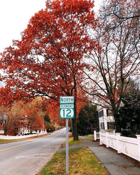 Melissa 🌻 on Instagram: “One of my favorite streets in my favorite town 🧡 Woodstock, VT #tbt #vermont #woodstockvt #vermontphotography #vermontlife #vermonting…” Vermont Photography, Town Aesthetic, Woodstock Vt, Woodstock Vermont, New England States, Hills And Valleys, Autumn Scenes, Halloween Vibes, Colonial House