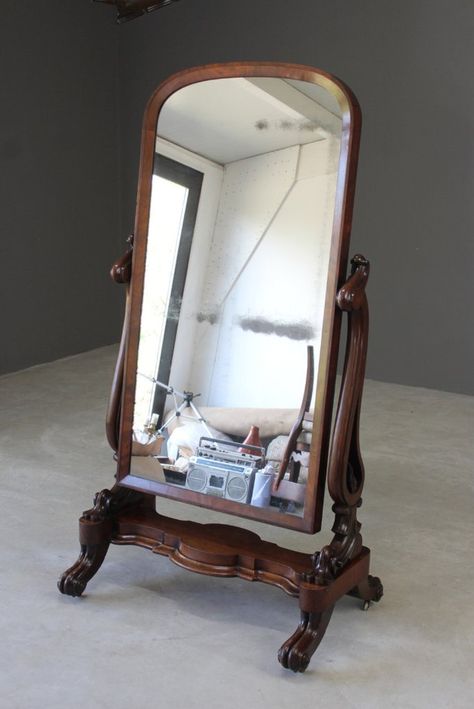 Large Victorian Mahogany Cheval Mirror Colonial Mirror, Victorian Mirror, Pembroke Table, Upholstered Footstool, Campaign Furniture, Small Chest Of Drawers, Cheval Mirror, Design Chair, Victorian Furniture