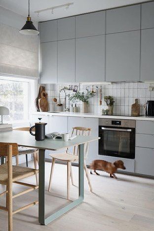 We're taking a look at how actual people on Instagram use IKEA products to create envy-inducing kitchens. #hunkerhome #ikea #ikeakitchen #ikeakitchenideas #ikeakitchencounters Scandi Style Kitchen, Kitchen Bulkhead, White Painted Floors, Minimalist Outdoor Furniture, White Floorboards, Scandi Kitchen, Kitchen Colour, Aquatic Center, Серая Кухня