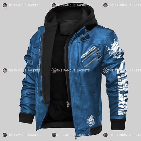 Blue Samurai Cybepunk 2077 Game Hooded Biker Leather Jacket Blue Samurai, Easy Rider, Hit The Road, Biker Leather, Cyberpunk 2077, Leather Motorcycle Jacket, Blue Jacket, Fleece Fabric, Mens Clothing Styles