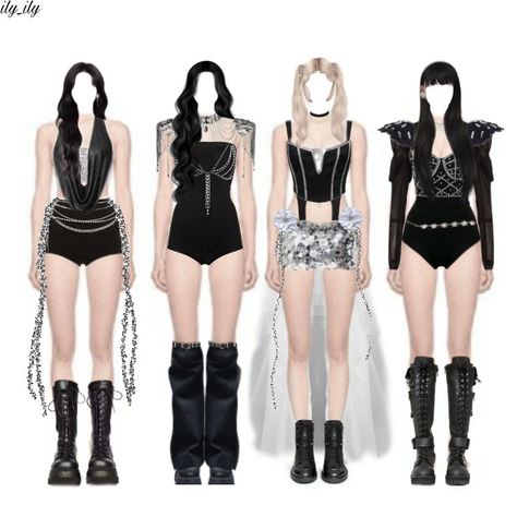 4 Member Girl Group Outfits, Kpop Fits, Egirl Fashion, Famous Outfits, Preformance Outfits, Bts Inspired Outfits, Boujee Outfits, Fashion Idol, Dancers Outfit