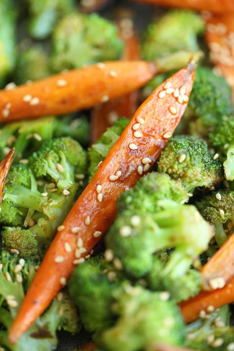 Asian Roasted Carrots and Broccoli Roasted Carrots And Broccoli, Broccoli And Carrots, Stuffed Vegetables, Aztec Artwork, Broccoli Recipe, Veggie Noodles, Asian Inspired Recipes, Veggie Side Dishes, Broccoli Recipes