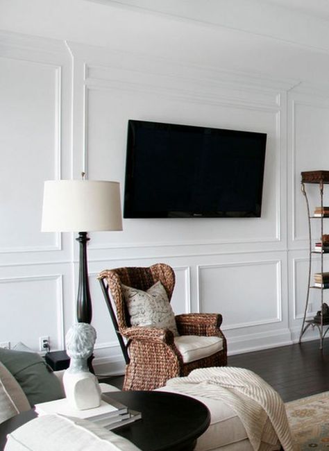 Bedroom Tv Wall, Traditional Light, Family Room Walls, Tv In Bedroom, Killarney, Trendy Living Rooms, Wall Trim, Wall Molding, Living Room Tv Wall