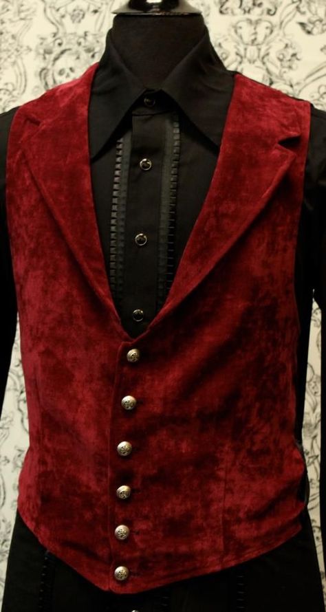 vest 2 Aristocrat Vest, Steampunk Outfits, Men's Costumes, Punk Wedding, Gothic Tops, Red Vest, Steampunk Costume, Gothic Outfits, Steam Punk