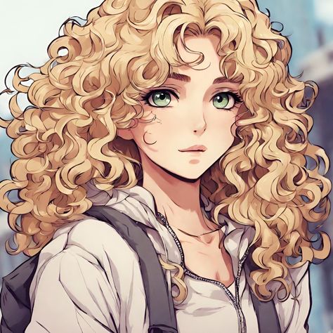 Curly Hair Anime Characters, Curly Hair Anime, Brown Hair And Freckles, Short Hair Drawing, Curly Hair Ponytail, Worlds Apart, Blonde Curly Hair, Blonde Hair Girl, Blonde Curls