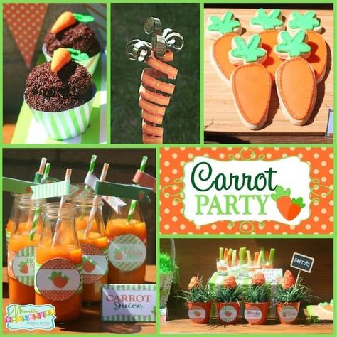 Easter Party...carrot themed:)  Looking for a fun,  kid-friendly Easter party idea?  How about an bright green and orange carrot party?  Check out all the fun details!!! #easter #party #partyideas #parties #holiday #baking #carrot #kids Carrot Party, Easter Party Ideas, Easter Cupcake Toppers, Easter Birthday Party, Easy Easter Treats, Sweet Carrot, Wild One Birthday Party, Easter Carrots, Themed Desserts