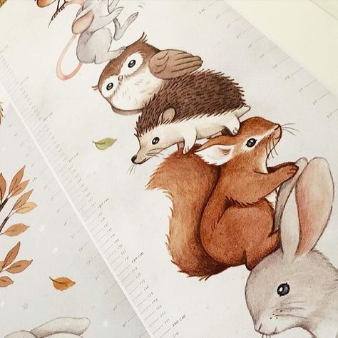 ✧ Nina Stajner ✧ on Instagram: "🙈 Test prints for @mytinyforest.shop on my office door! When will these growth meters be available u ask? Soooon! I did some tweaks, color corrections etc. as I want everything to be looking as I imagined. 😶 after new test prints are confirmed I’ll order a bigger batch. 🐻 Bear with me folks! #growth #growthchart #growthchartruler #growing #kids #children #kidroom #kidroomdecor #roomdecoration #homedecor #homedecoration #animaltower #clouds #woodland #forestfrie Nina Stajner Illustrations, Nina Stajner, Autumn Woodland Illustration, I Want Everything, Growth Chart Ruler, Bear With Me, Office Door, Growth Chart, My Office