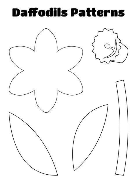 Daffodil Template, Printable Flower Templates, Holiday Handprint Art, Daffodil Craft, Leaf Template Printable, Flower Templates Printable Free, Free Paper Flower Templates, Paper Flower Templates, Winter Crafts Preschool