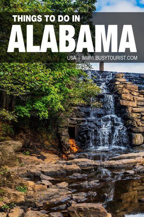 Going to Alabama but not sure what to do there? This travel guide will show you the top attractions, best activities, places to visit & fun things to do in Alabama. Start planning your itinerary & bucket list now! #alabama #alabamatravel #thingstodoinalabama #usatravel #usatrip #usaroadtrip #travelusa #ustraveldestinations #ustravel #vacationusa #americatravel Things To Do In Alabama, Fun Things, Alabama, Travel Guide, Fun Things To Do, The Top, Bucket List, Things To Do, Places To Visit