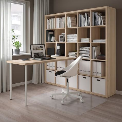 KALLAX / LAGKAPTEN desk combination, white/white stained oak effect, 182x179x182 cm - IKEA Kallax Linnmon, Kallax Desk, Linnmon Table Top, Ikea Linnmon, Kallax Shelving, Kallax Shelf Unit, Ikea Kallax Hack, Kallax Shelf, Room Hacks