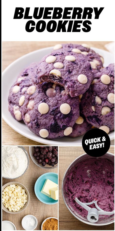 If you're looking for a new easy cookie recipe to make and have some extra blueberries, give these heavenly blueberry cookies a try! Blueberry White Chocolate Cookies, Blueberry White Chocolate Chip Cookies, White Chocolate Chip Cookies Recipes, Blueberry Cookies Recipes, Blueberry White Chocolate, Amazing Cookie Recipes, Blueberry Cookies, Low Histamine, White Chocolate Chip