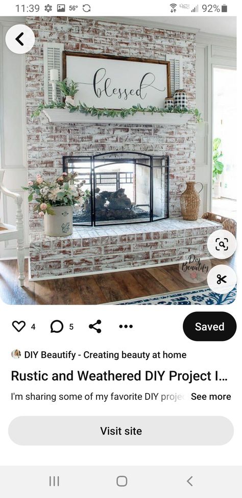 Washed Fireplace Brick, White Washed Fireplace Brick, White Washed Brick Fireplace, White Washed Fireplace, Whitewash Brick House, Whitewashed Brick Fireplace, Whitewash Brick Fireplace, White Wash Fireplace, White Wash Brick Fireplace