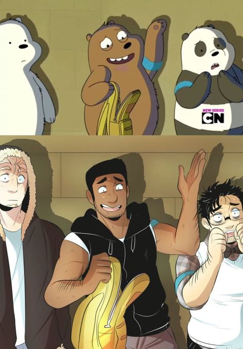 We Bare Bears Human, Cartoon Characters As Humans, Anime Vs Cartoon, Images Kawaii, Cartoon As Anime, Anime Version, We Bear, We Bare Bears, Bare Bears