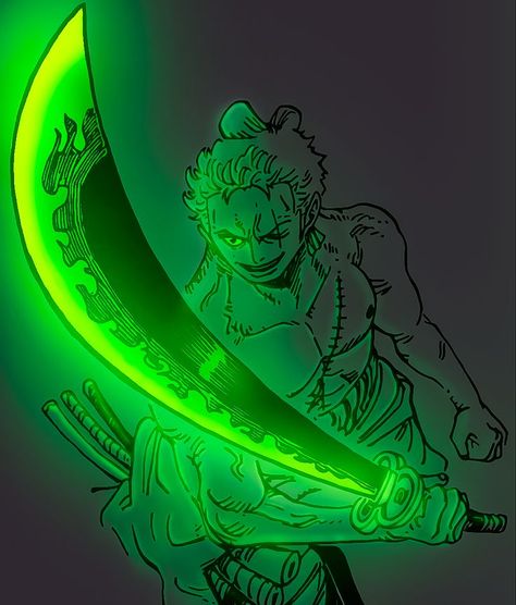 A little edit i did on a zoro sketch that i found here on pinterest Glow Art Wallpaper, Green Widgetsmith, Ichigo Kurosaki Wallpaper, One Piece Ep, Fire Animation, Glow Art, رورونوا زورو, Zoro Roronoa, Tokyo Ghoul Wallpapers