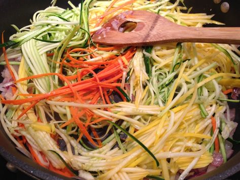 Well Dined | Sauteed Vegetable Julienne #vegetarian #vegan #paleo Julienne Vegetables, Paleo Vegan, Pasta Primavera, Spiralizer Recipes, Sauteed Vegetables, Tempeh, Vegetable Sides, Vegan Paleo, Vegetable Recipes