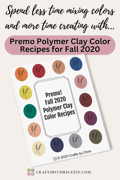 Save yourself some time and frustration with polymer clay color recipes...the work is already done for you, leaving more time for actually creating. 
* 14 polymer clay color recipes for the season's hottest colors.
* 12 pages in PDF format
* All recipes use PREMO! by Sculpey polymer clay.
* Recipes are formatted as printable “recipe cards”.
* Ideas for organizing your color recipe cards.
#polymerclaycolorrecipes #polymerclay #premocolorrecipes Polymer Clay Color Mixing Recipes, Color Mixing Recipes, Polymer Clay Color Mixing, Polymer Clay Color Recipes, Clay Color Mixing, Recipes For Fall, Clay Color, Printable Recipe, Printable Recipe Cards