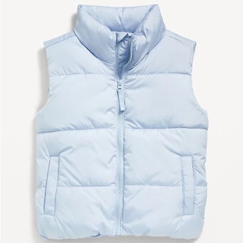 Standing Collar Full-Length Zipper Welt Pockets Water-Resistant Brand New With Tags Vest For Girls, Blue Puffer Vest, Blue Puffer, Girls Vest, Casual Preppy Outfits, Standing Collar, Clothing Hacks, Puffer Vest, Preppy Outfits