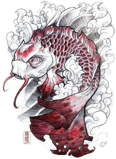 Evil koi Karp Koi, Tattoo Sketchbook, Koi Tattoo Design, Tier Tattoo, Koi Art, Koi Tattoo, Koi Fish Tattoo, Carpe Koi, Japan Tattoo