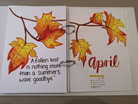 Autumn leaves, autumn colors, bullet journal monthly theme Bujo Autumn Theme, Bullet Journal Autumn Theme, Fall Bujo, Borders Bullet Journal, Autumn Bullet Journal, Journal November, 2024 Journal, Bujo Themes, May Bullet Journal