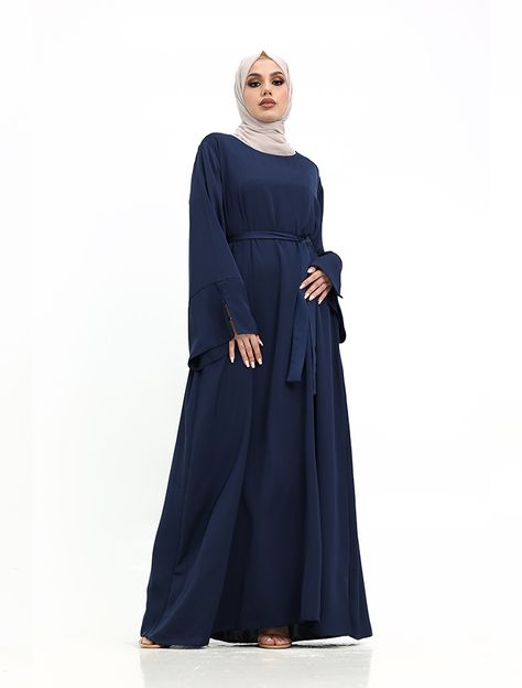 Abaya usa Navy Blue Hijab Dress, Dress Navy Hijab, Navy Abaya, Blue Hijab Dress, Organza Kimono, Luxury Abaya, Stylish Abaya, Abaya For Women, Blue Hijab