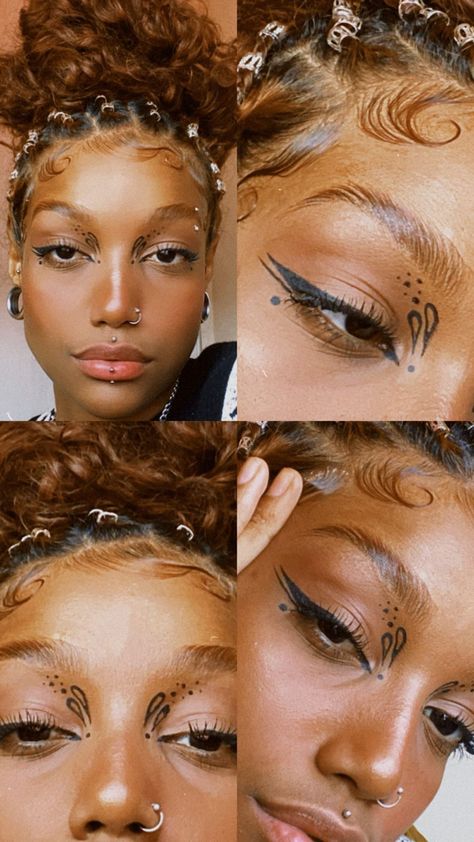 Indie Concert Makeup, Cool Eyeliner Ideas, Dot Makeup, Hippie Makeup, Maquillage Yeux Cut Crease, Graphic Makeup, Makeup For Black Skin, Swag Makeup, Ethereal Makeup