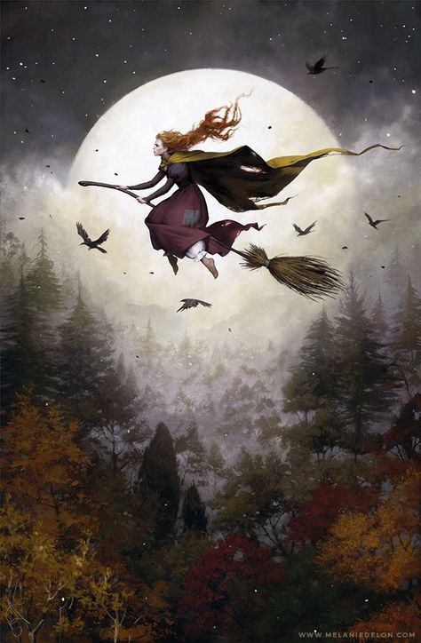 ArtStation - Citrouille, Melanie Delon Witch Flying, Baba Jaga, Image Halloween, A Broom, Halloween Images, Witch Art, Witch Aesthetic, Arte Fantasy, A Witch