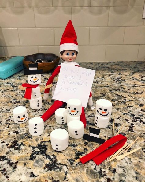 Easy Elf On The Shelf Ideas 1st Day, Snowman Elf On The Shelf Ideas, Elf Quick Ideas On The Shelf, Elf On The Shelf Ideas For Kindergarten, Lazy Elf On Shelf Ideas, Cold Elf On The Shelf Ideas, Elf On The Shelf Idea First Day, Elf On The Shelf Sleepover Ideas, Elf On The Shelf Day 2 Ideas