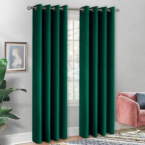 Green Velvet Curtains, Velvet Room, Bedroom And Living Room, Green Curtains, Drape Panel, Blackout Drapes, Thermal Curtains, Lined Curtains, Velvet Curtains