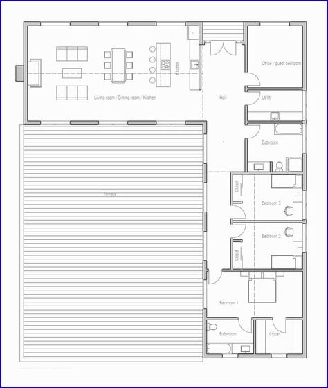 Courtyard Small, U Shaped House Plans, L Shaped House Plans, U Shaped Houses, Shaped House, L Shaped House, Home Design Floor Plans, House Construction Plan, House Layout Plans