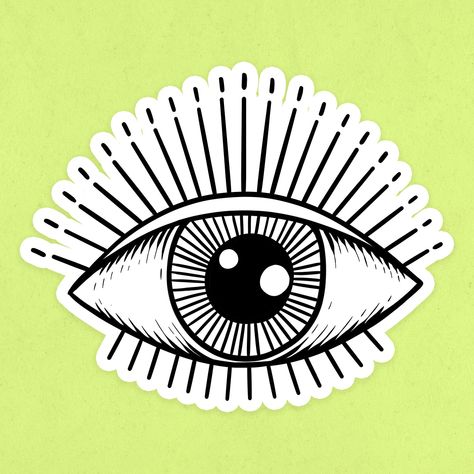 Evil Eye Outline, Neon Yellow Background, Sticker Overlay, Greek Border, Eye Spiritual, Eye Outline, Greek Eye, Eye Frames, Spirituality Energy