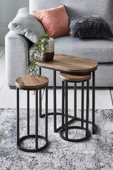 Bronx Nest Of 3 Tables Nest Of Tables Living Room, Nesting Tables Decor Ideas, Nesting Tables Living Room, Nest Tables, Nested Tables, Modern Side Table Design, Nesting Side Table, Nesting Side Tables, Side Table Styling